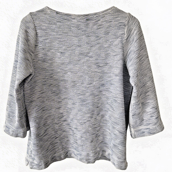 Womens 3/4 Sleeve Cotton Blue White Space Dyed Pullover SM J. Jill Pure Jill - Picture 2 of 8